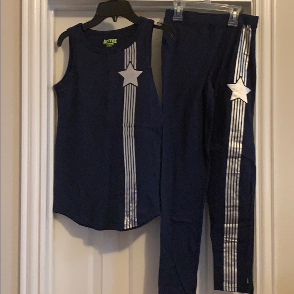 Girl’s Active Navy Blue Matching Set, Size 12